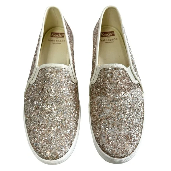 Keds Kate Spade Rose Gold/ Champagne Cream Double Decker SlipOn Sneaker Size 8.5 - Picture 5 of 16